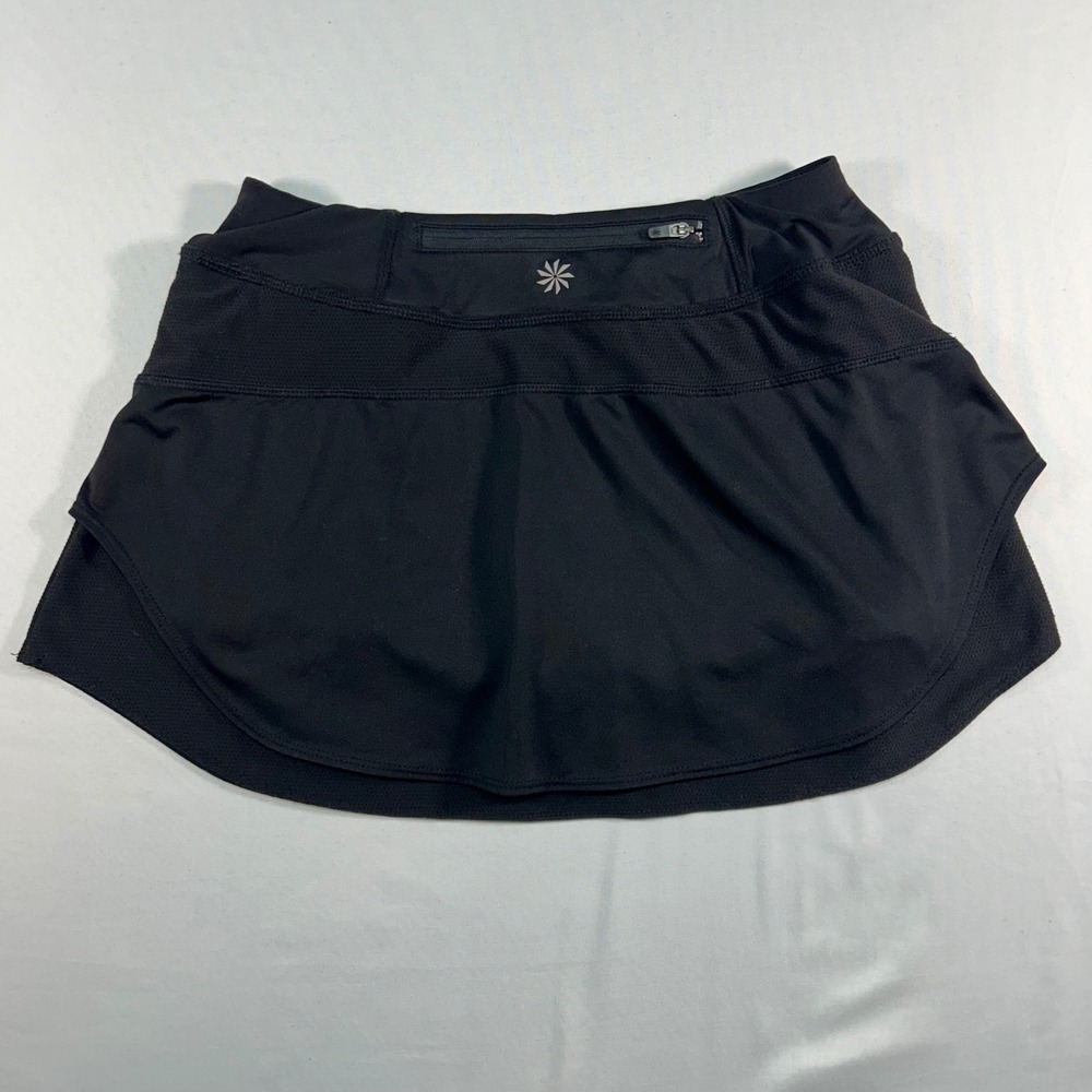 Athleta Black Mesh Panel Athletic Skort XXS Running Tennis Skirt Zip Pocket - Picture 5 of 5